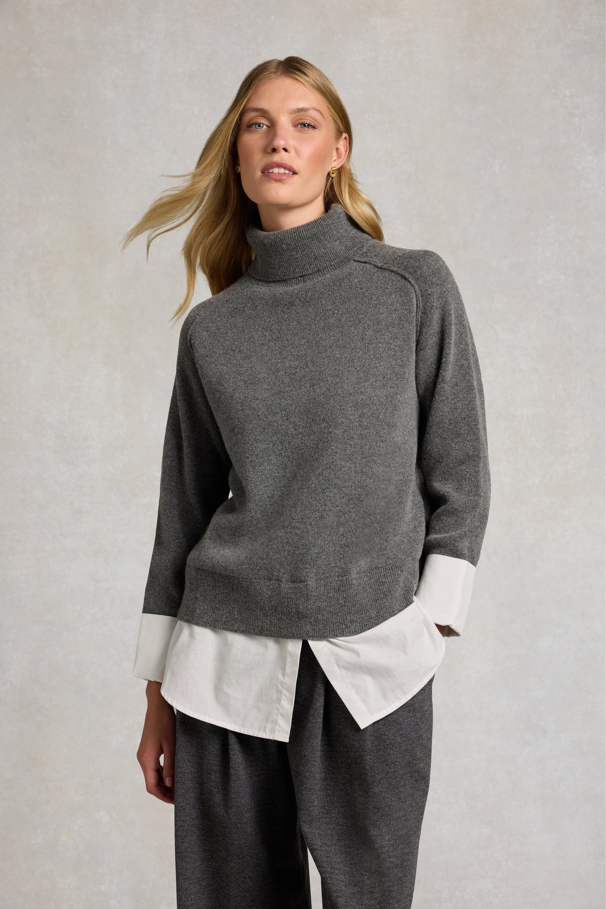Mock Shirt Knit (Grey Marl)