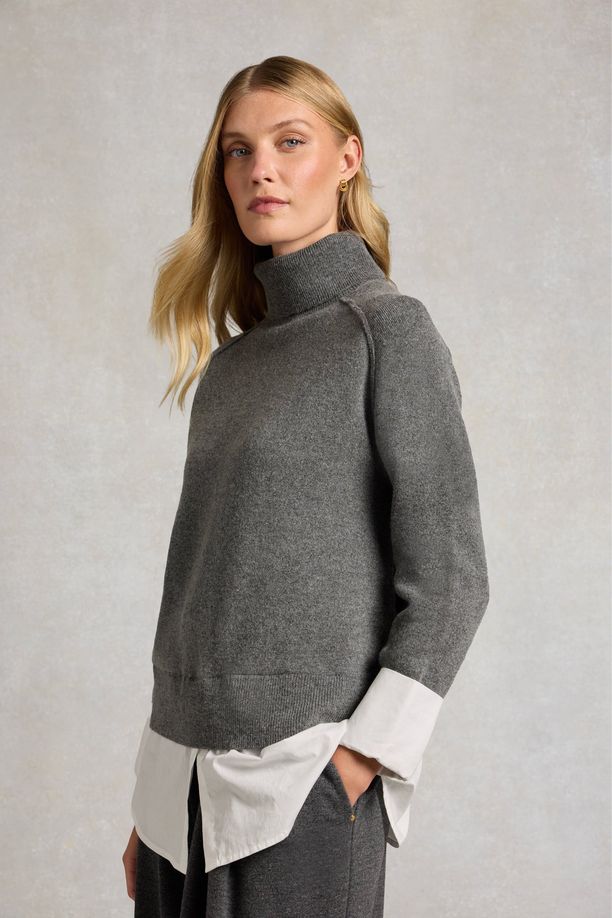 Mock Shirt Knit (Grey Marl)