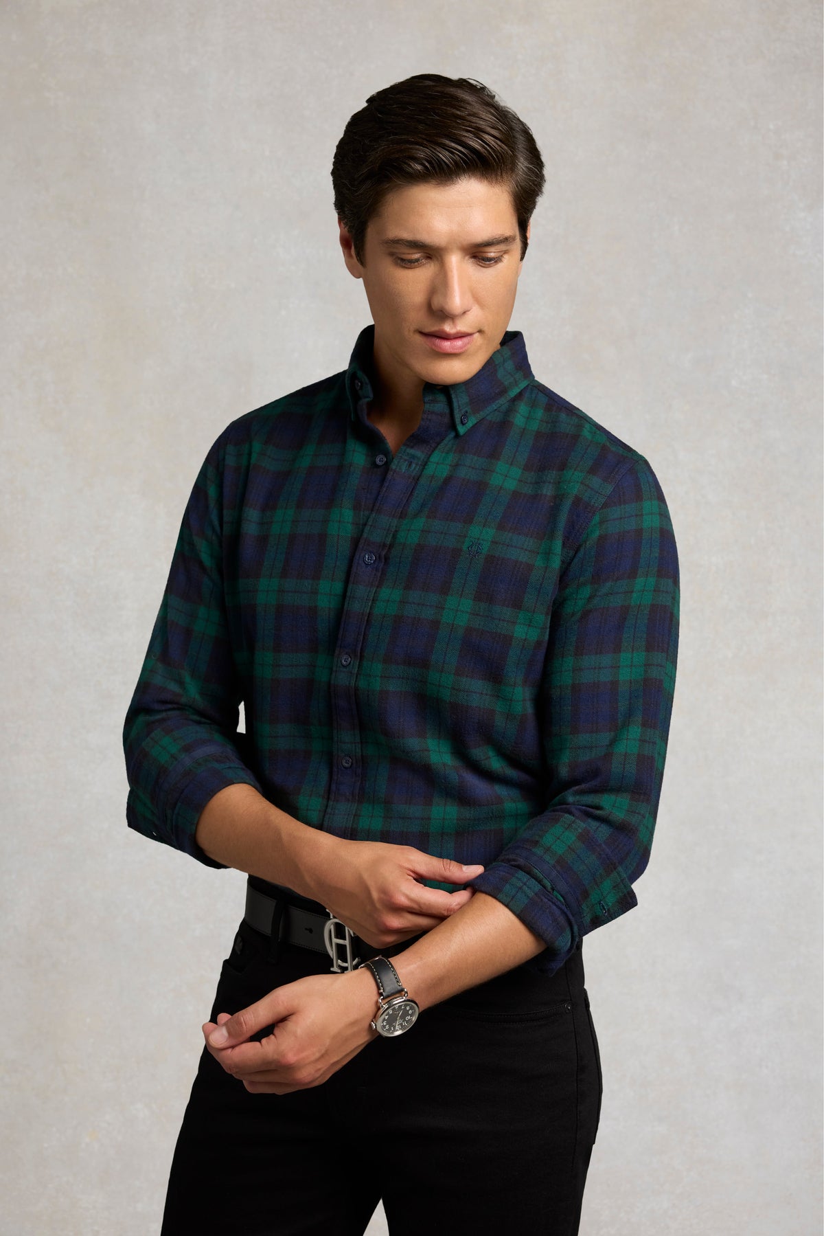 Men's Classic Fit Brushed Cotton Shirt (Blackwatch Check)