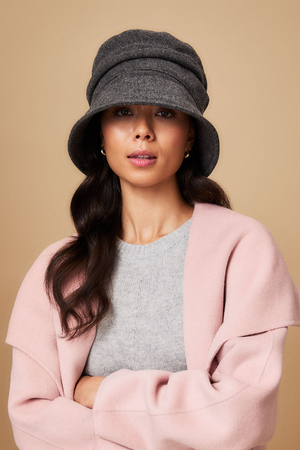 Cordelia Grey Ruched Rain Hat