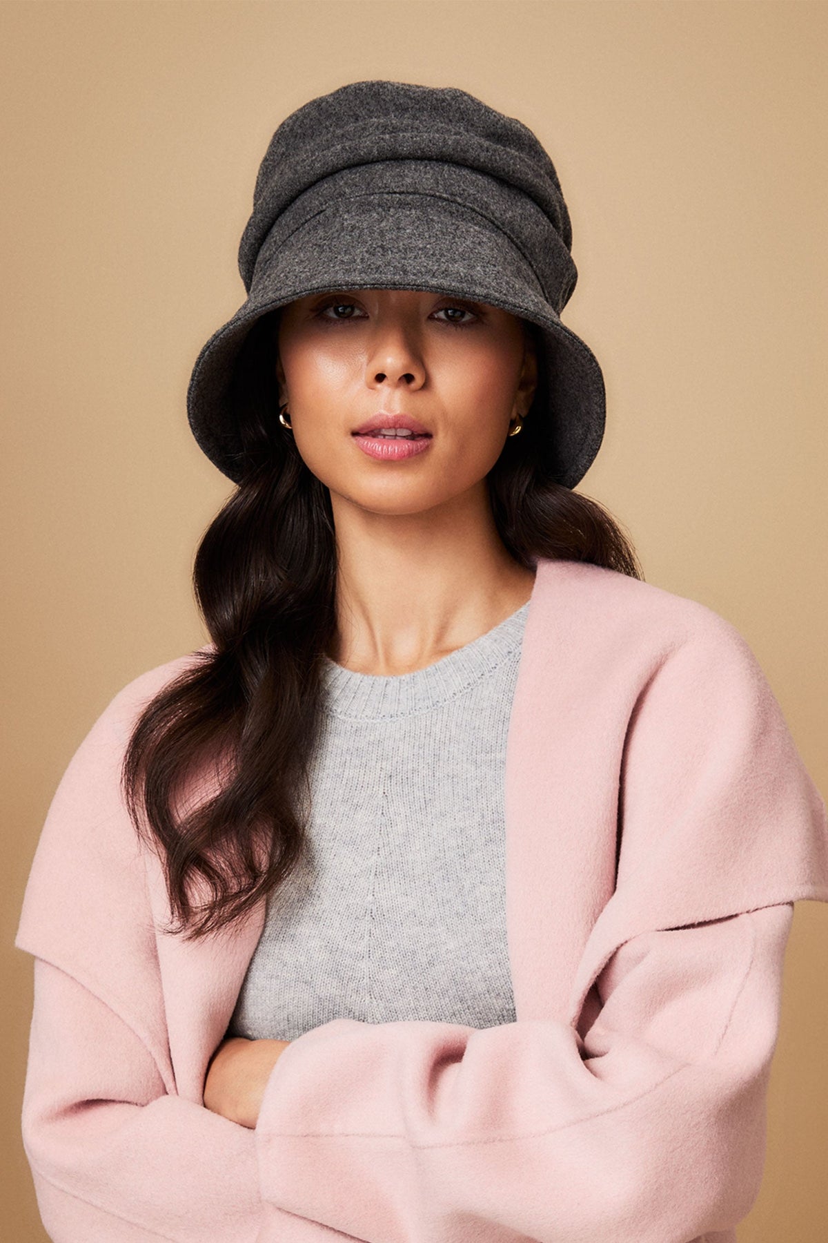 Cordelia Grey Ruched Rain Hat