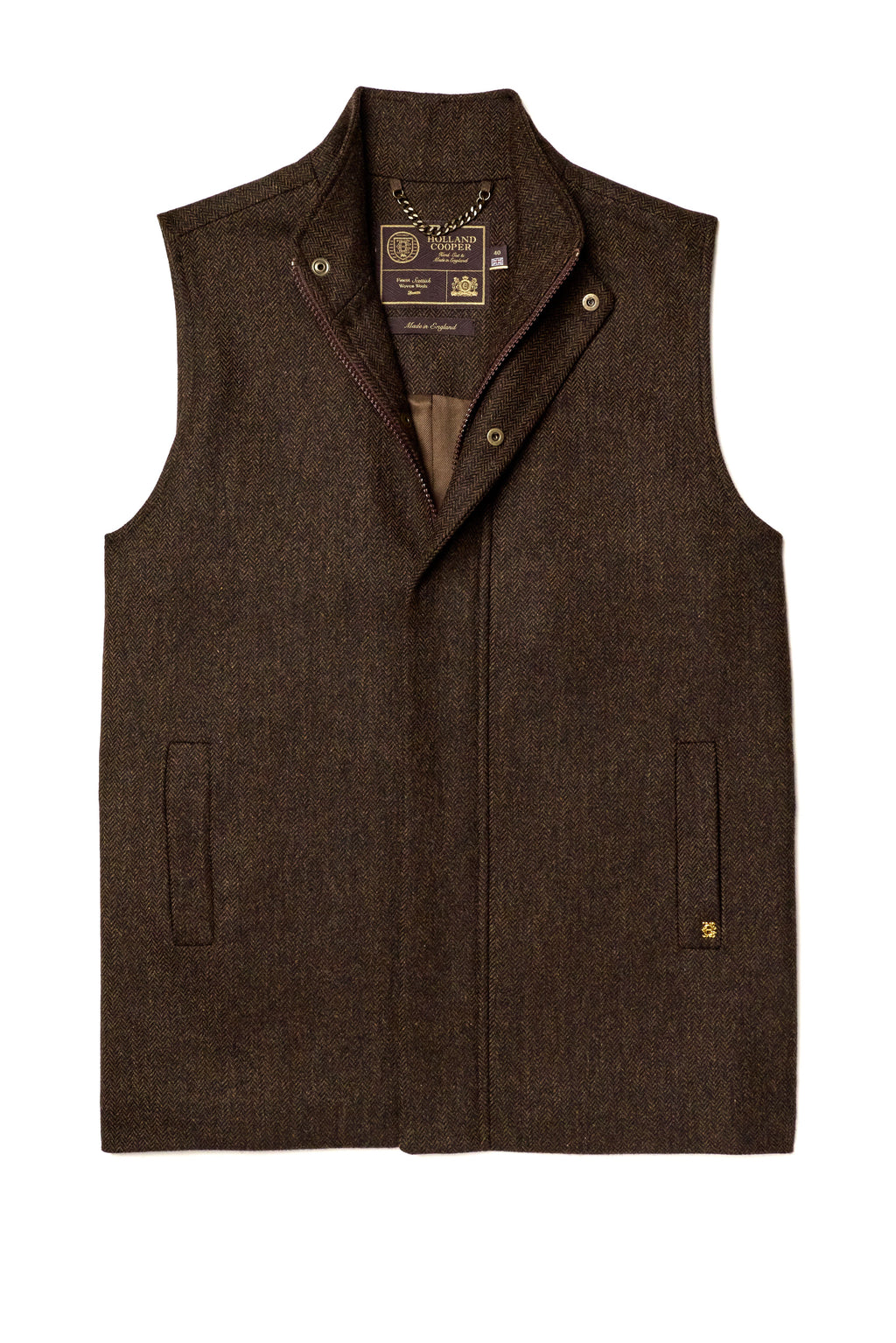Men's Country Classic Tweed Gilet (Chocolate Herringbone)