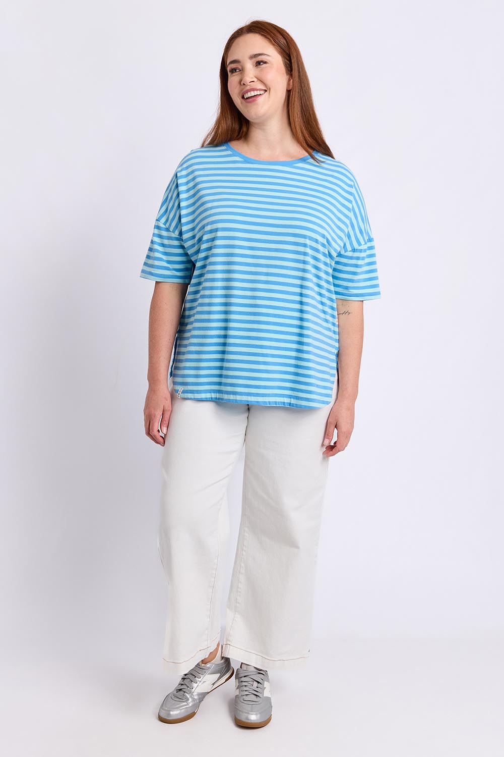 Fundamental Lauren Short Sleeve Cotton Stripe Tee - Tonicblueazure