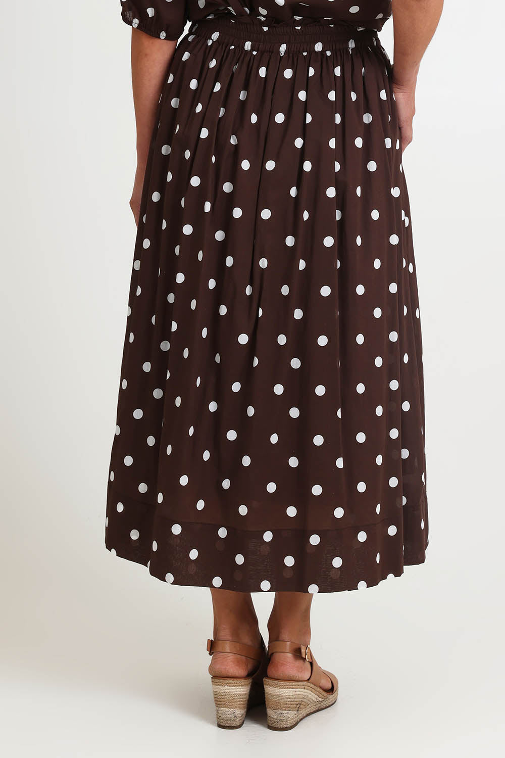 Riviera Spot Cotton Skirt – Coffee