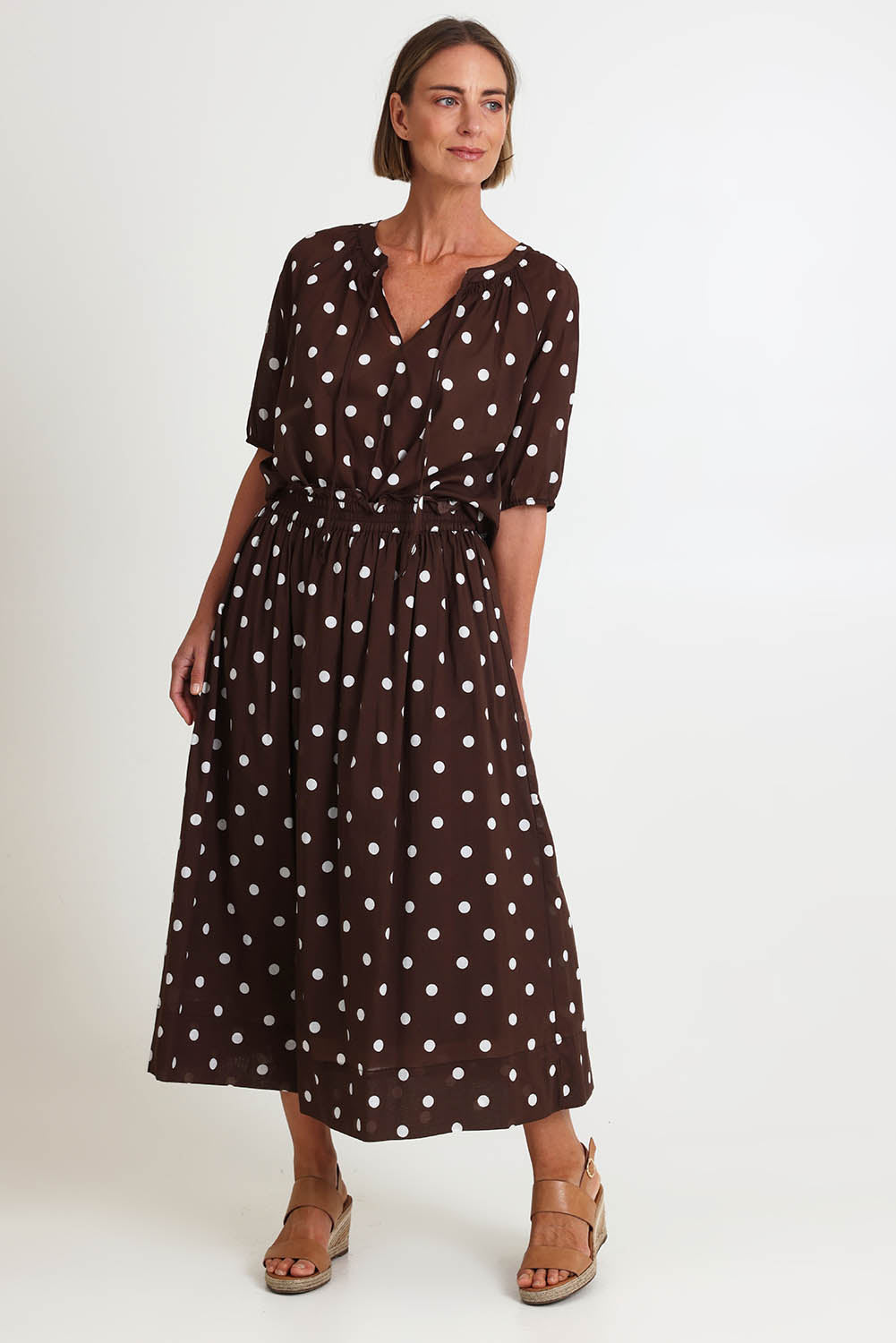 Riviera Spot Cotton Skirt – Coffee