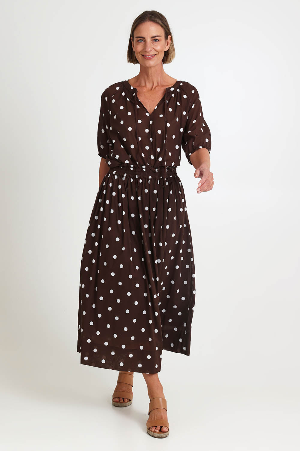 Riviera Spot Cotton Skirt – Coffee