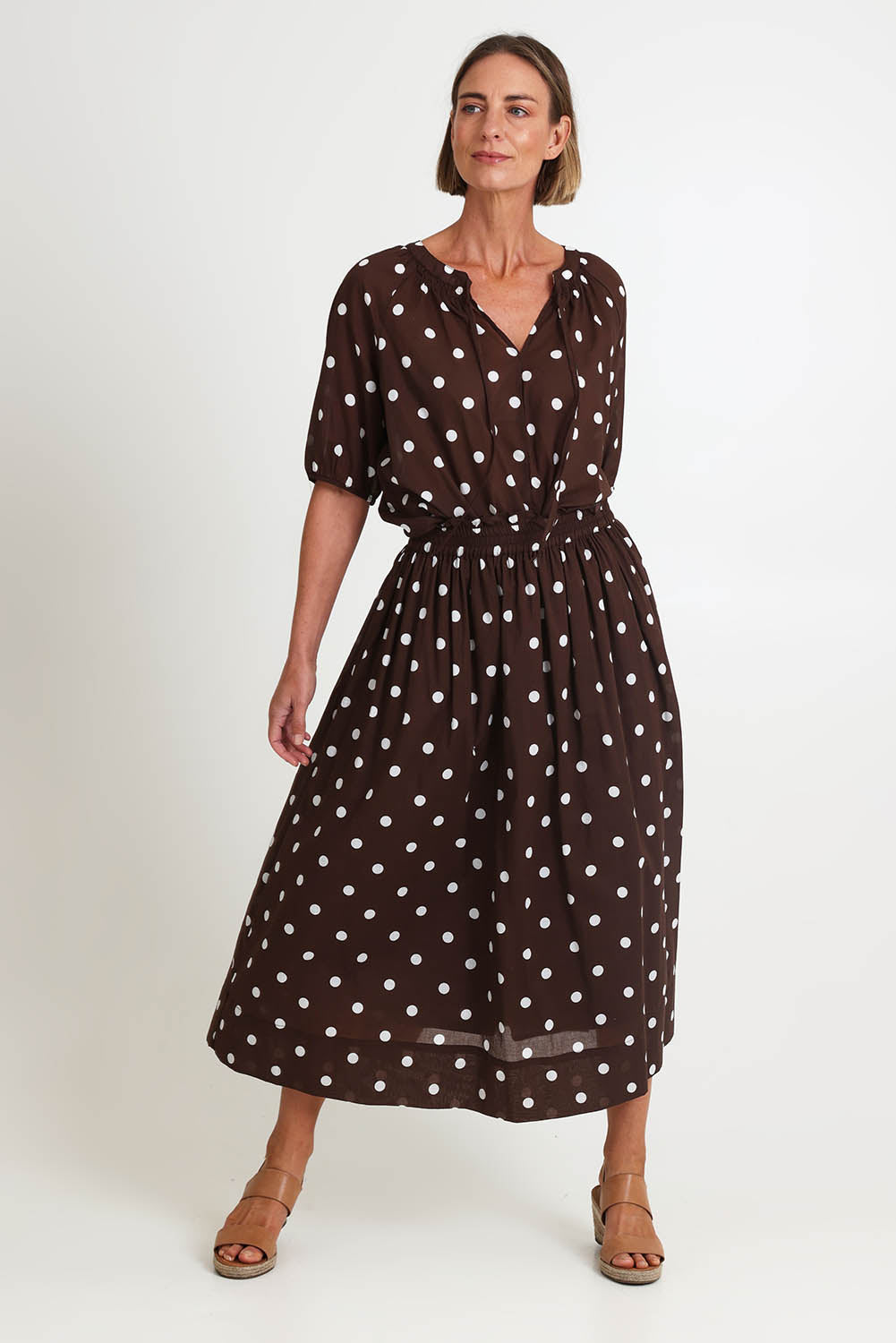 Riviera Spot Cotton Skirt – Coffee