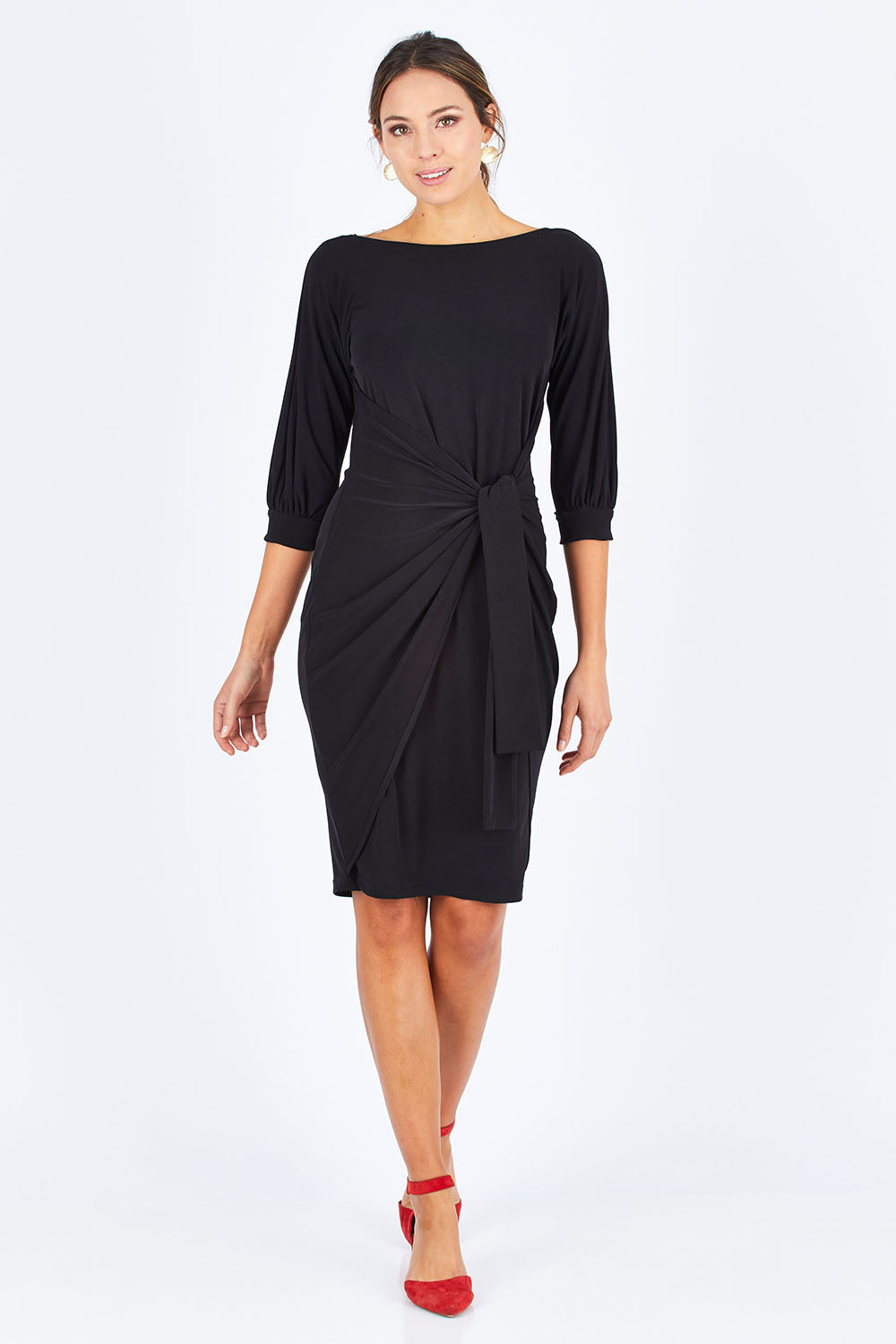 Cowl Tie Drape Dress - Black