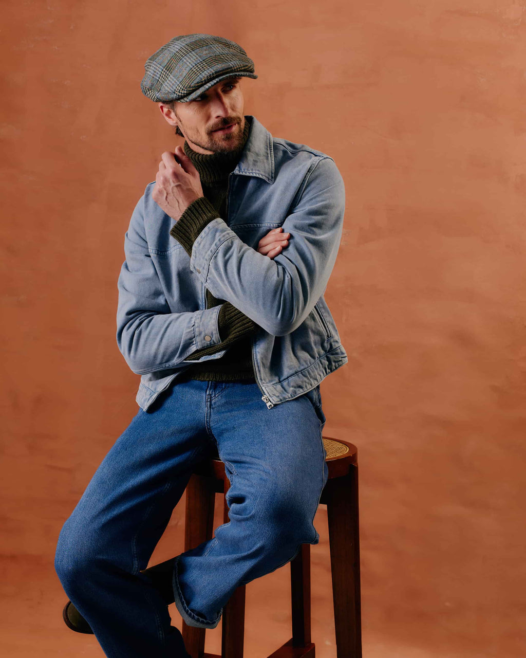 Turnberry Green Check Flat Cap