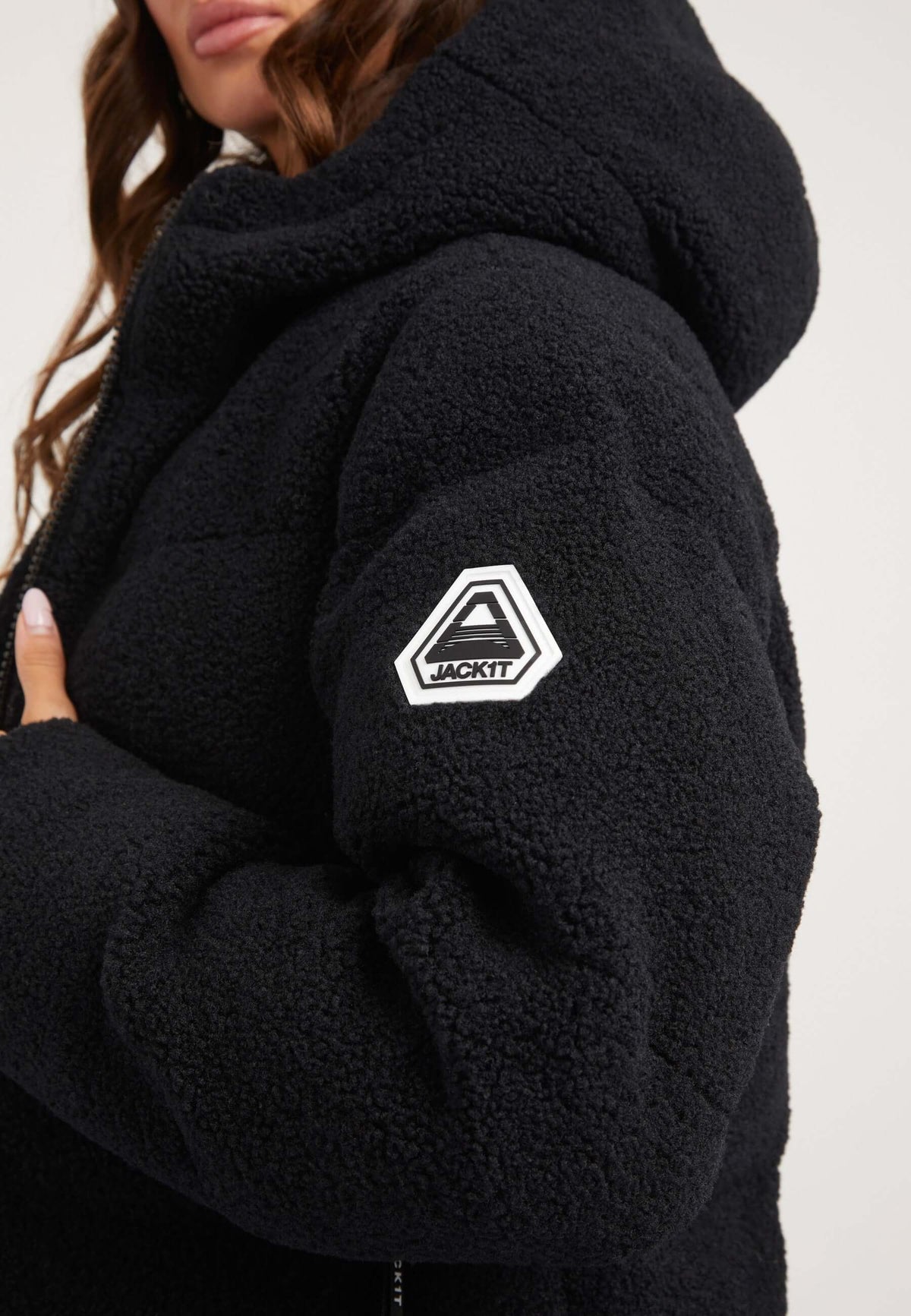EZ Sherpa Cropped Jacket Black