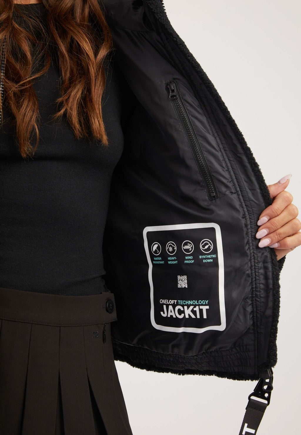 EZ Sherpa Cropped Jacket Black