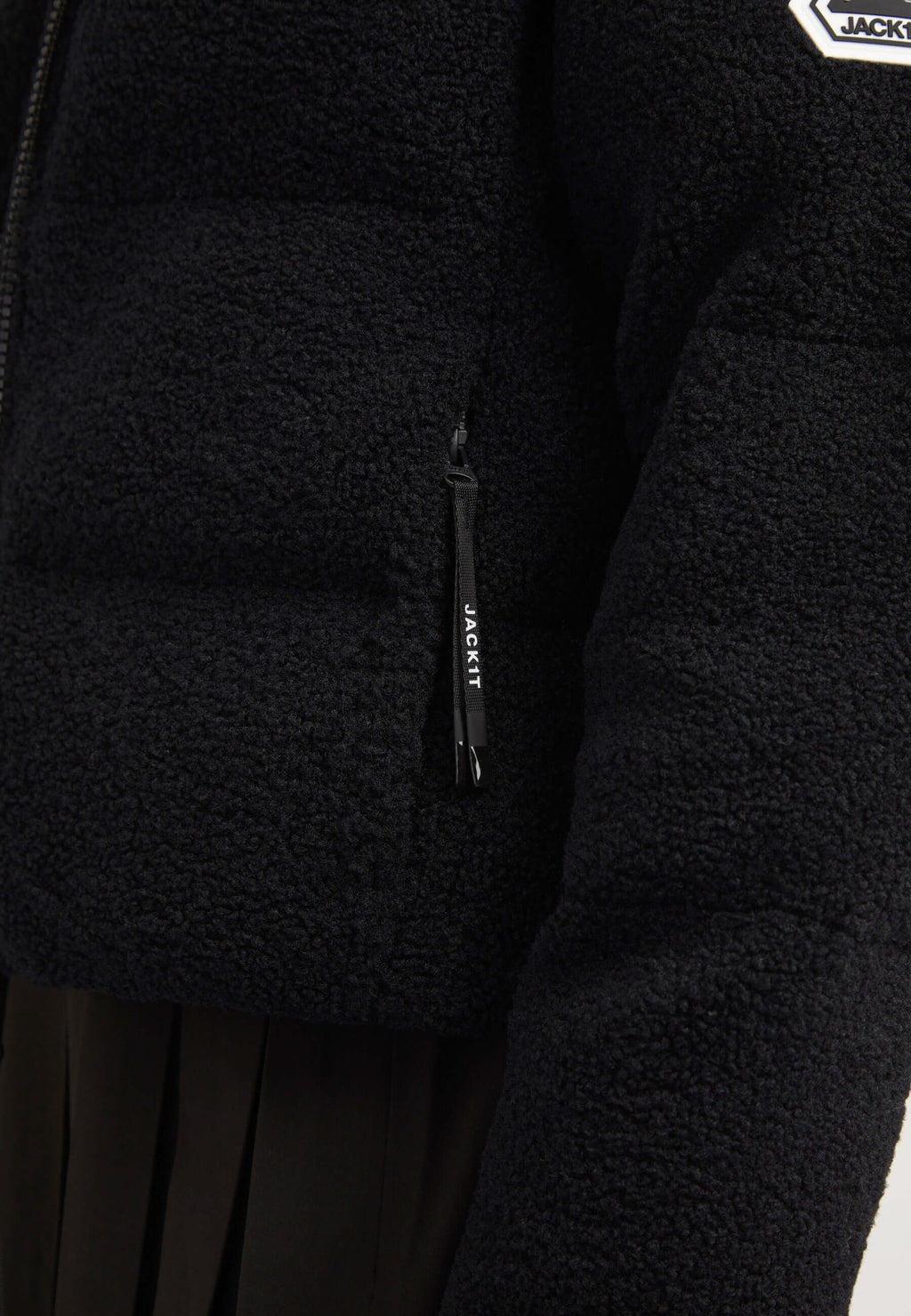 EZ Sherpa Cropped Jacket Black