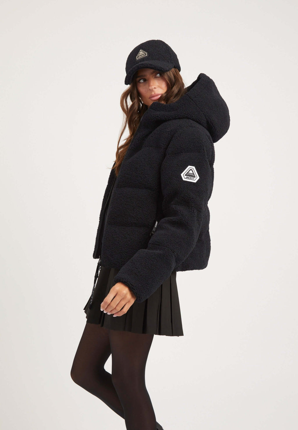 EZ Sherpa Cropped Jacket Black
