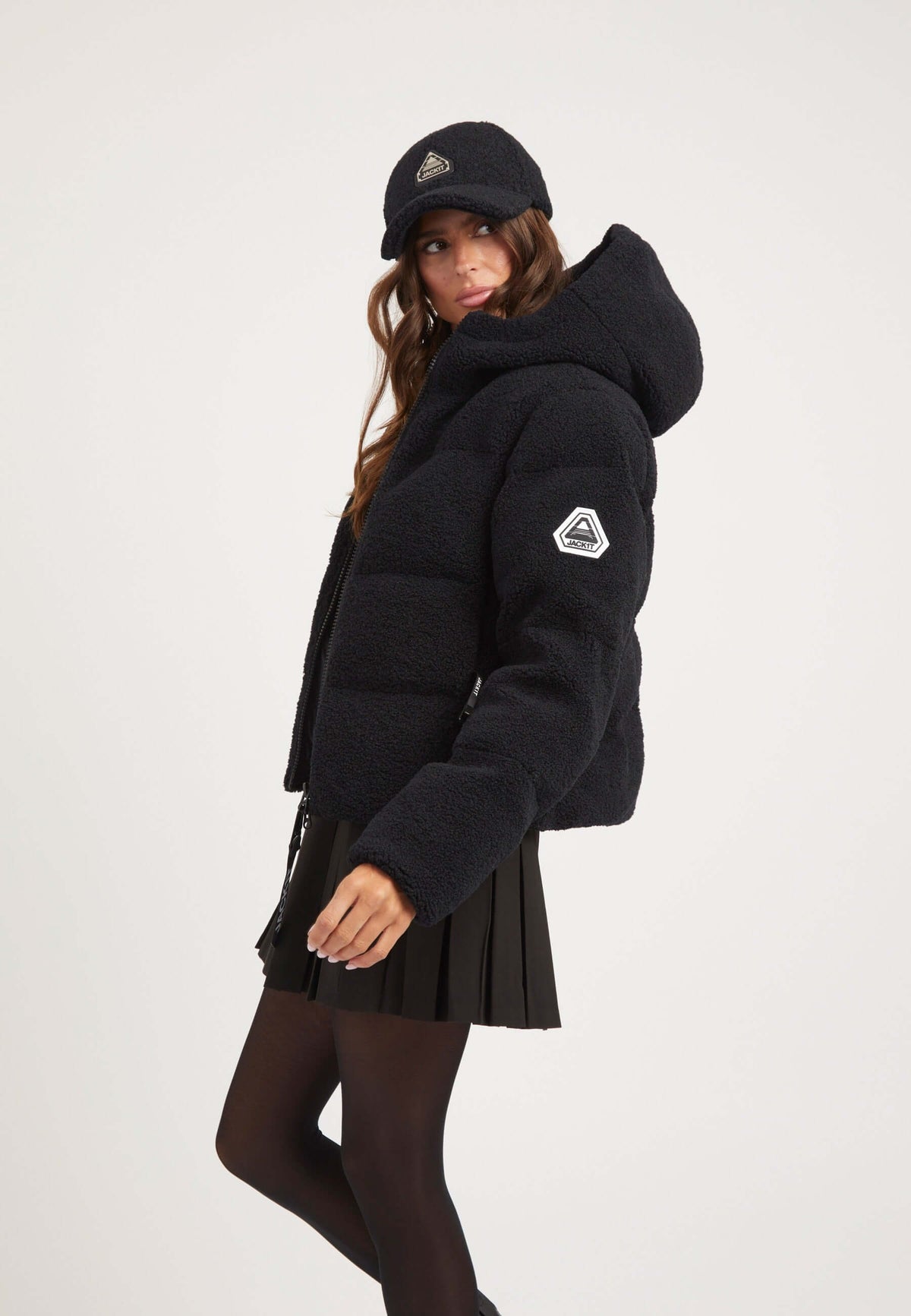 EZ Sherpa Cropped Jacket Black