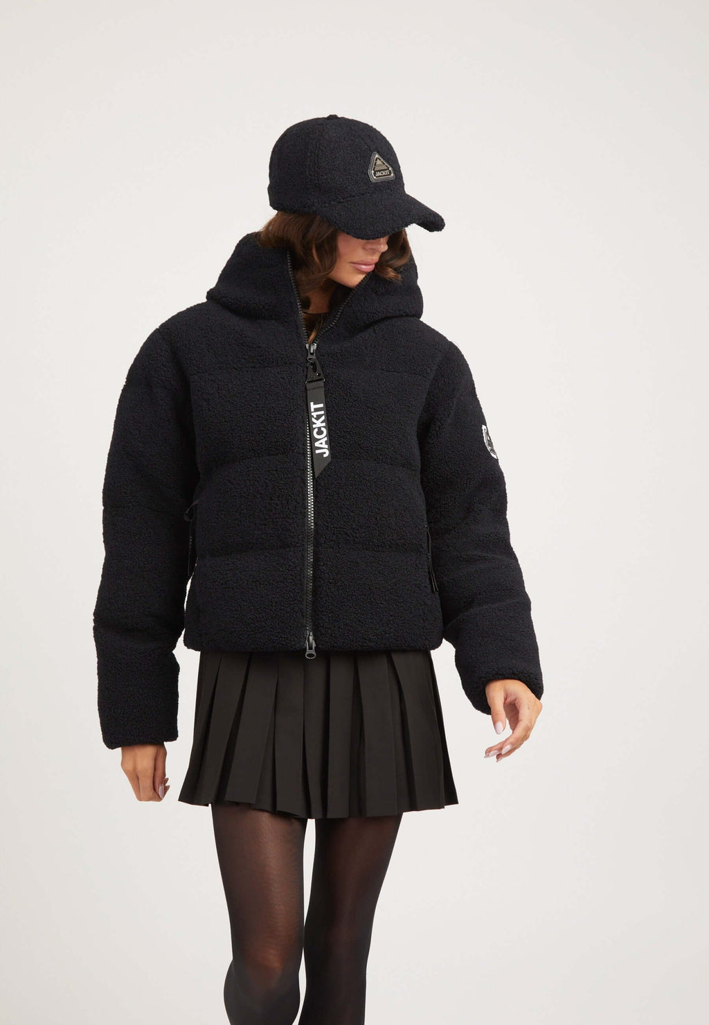EZ Sherpa Cropped Jacket Black