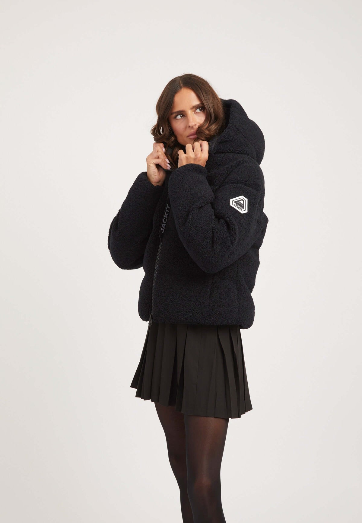 EZ Sherpa Cropped Jacket Black