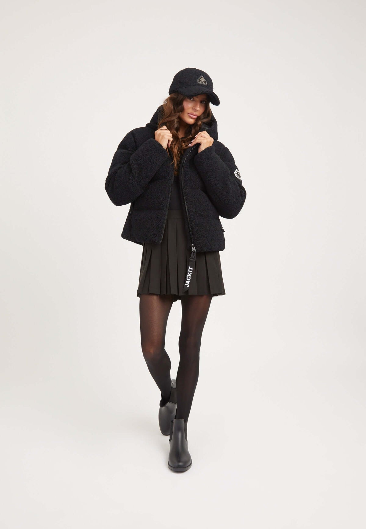 EZ Sherpa Cropped Jacket Black