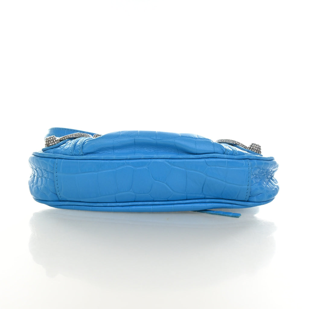 Balenciaga Mini Crocodile Embossed Arena Crystal Le Cagole
