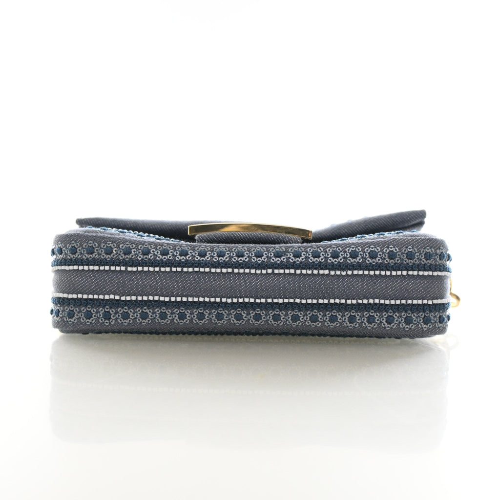 Fendi Mini Denim Coral Bandana Baguette