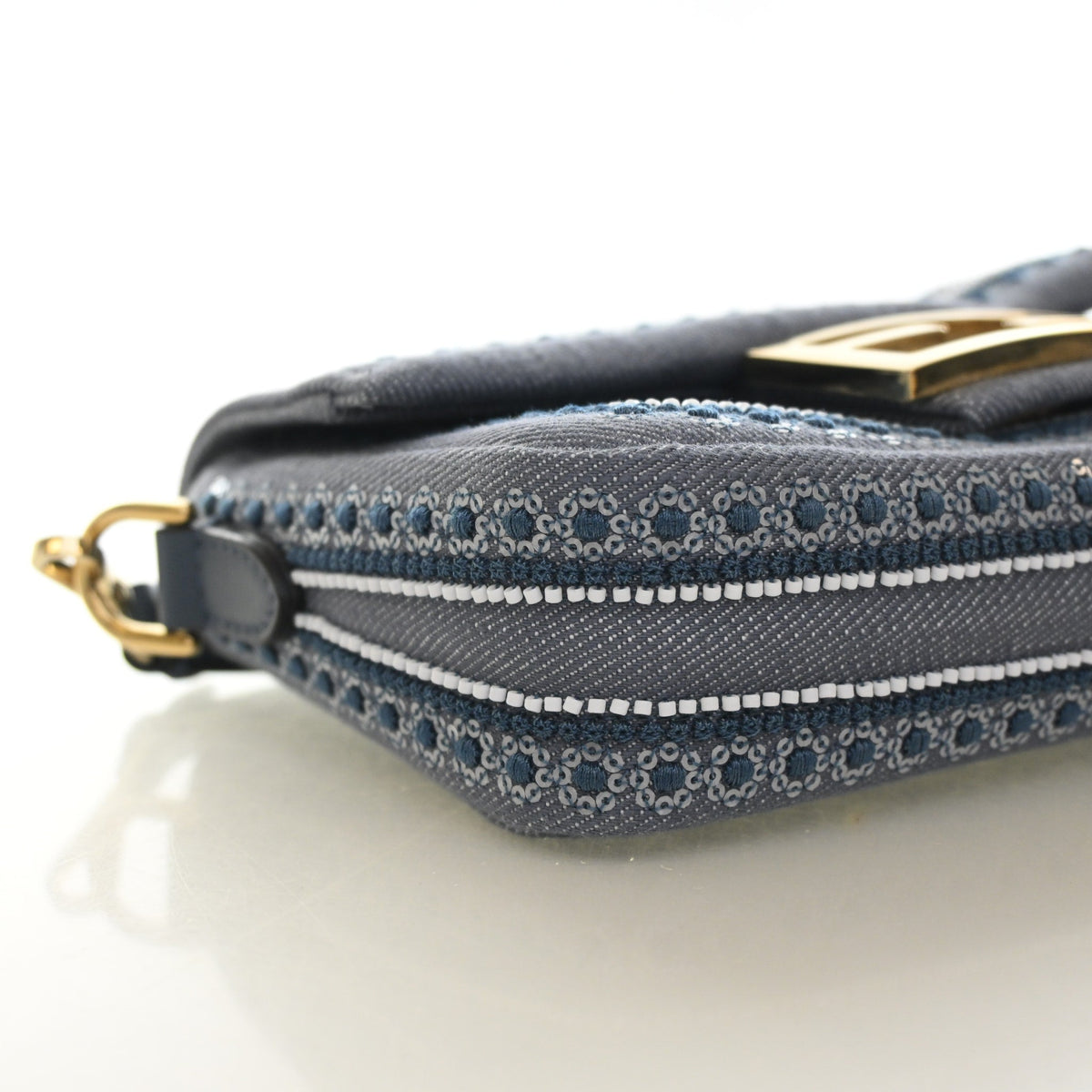 Fendi Mini Denim Coral Bandana Baguette