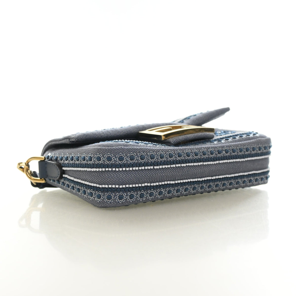 Fendi Mini Denim Coral Bandana Baguette
