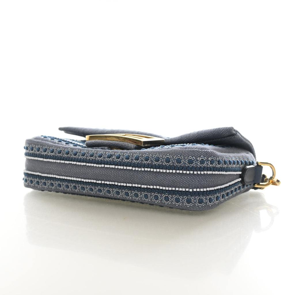 Fendi Mini Denim Coral Bandana Baguette