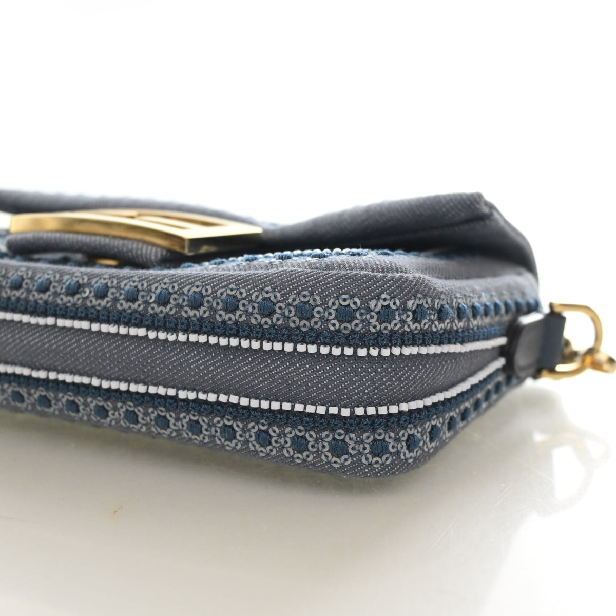 Fendi Mini Denim Coral Bandana Baguette