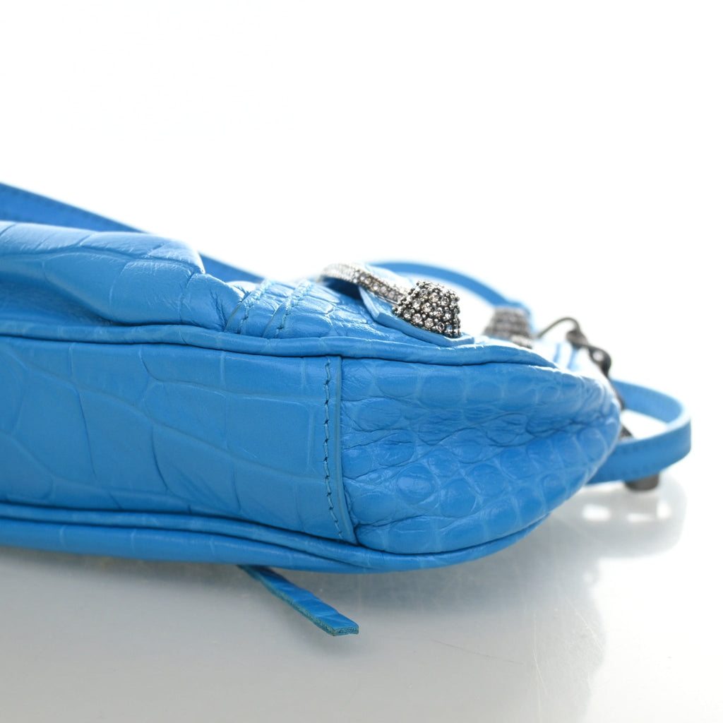 Balenciaga Mini Crocodile Embossed Arena Crystal Le Cagole